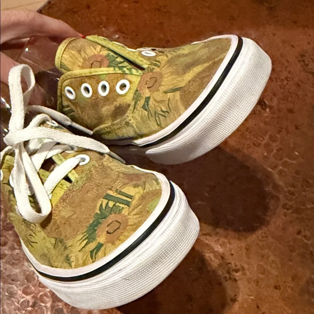 Vans Authentic Van Gogh Sunflower Collaboration Canvas Sz 7.5 Sneakers